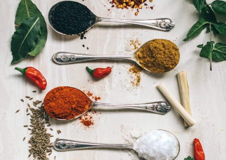 herbs and spices on a spoon