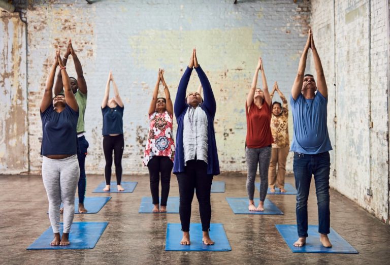 OURMALA group yoga class for refugees and asylum-seekers at triyoga Soho