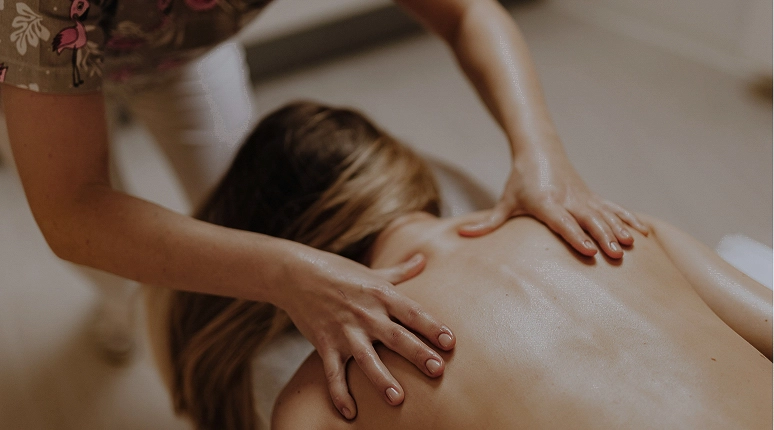Person receiving a relaxing massage.