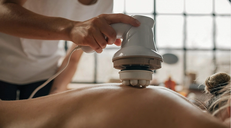 Person receiving a massage treatment.