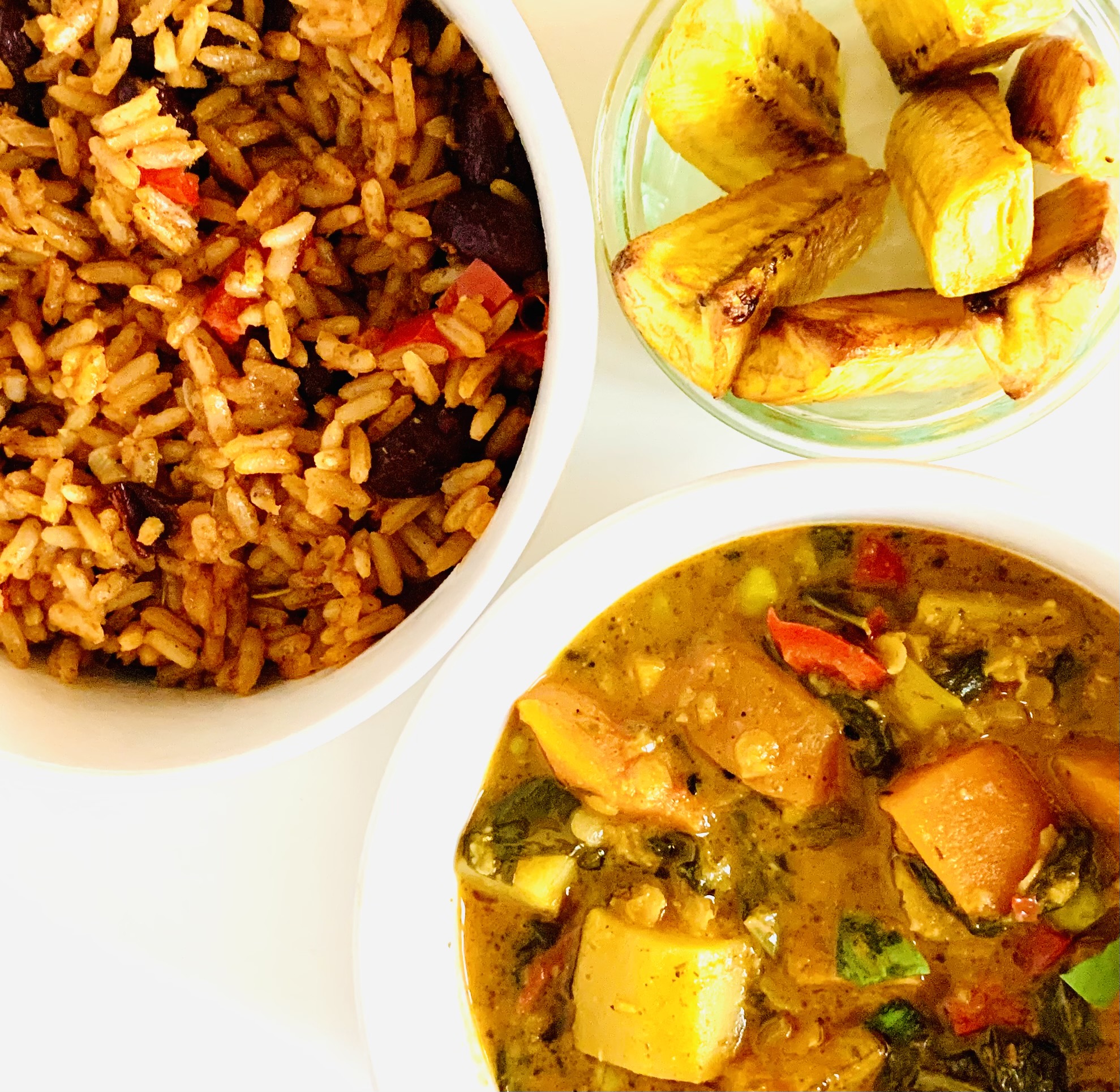 Coconut Vegetable Curry Rice Peas And Plantain